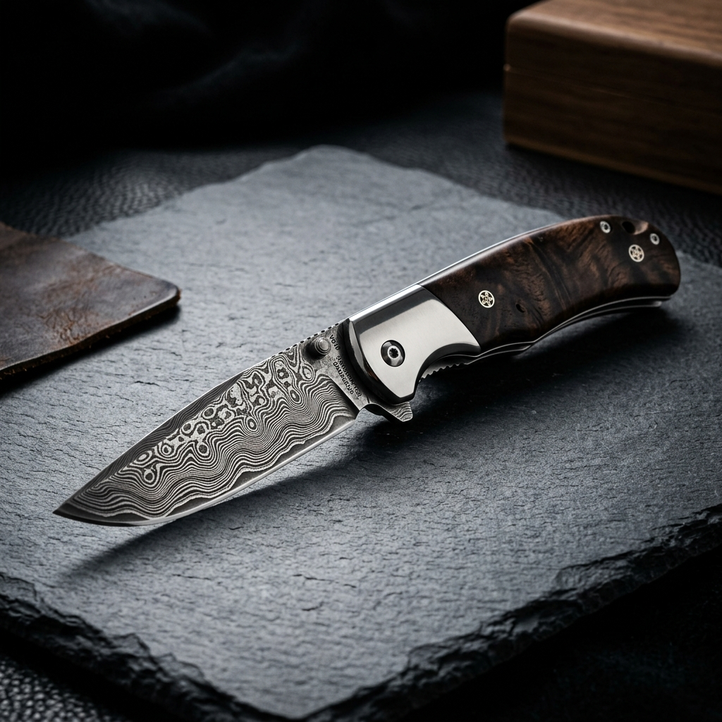 Handcrafted VG10 Damascus Steel Folding Knife
