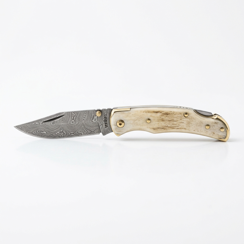 Handmade Damascus Pocket Knife | EDC Hiking & Camping Companion